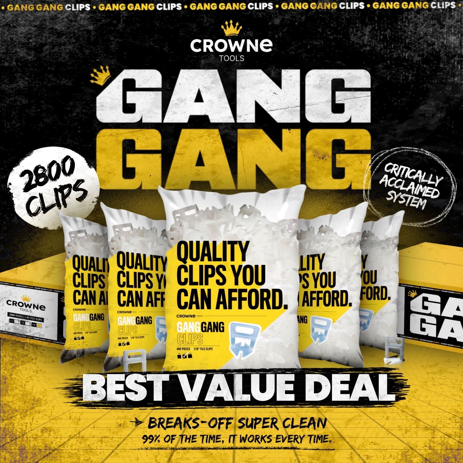 2800 tile and floor leveling clips best value deal with these critically acclaimed system from Crowne Tools