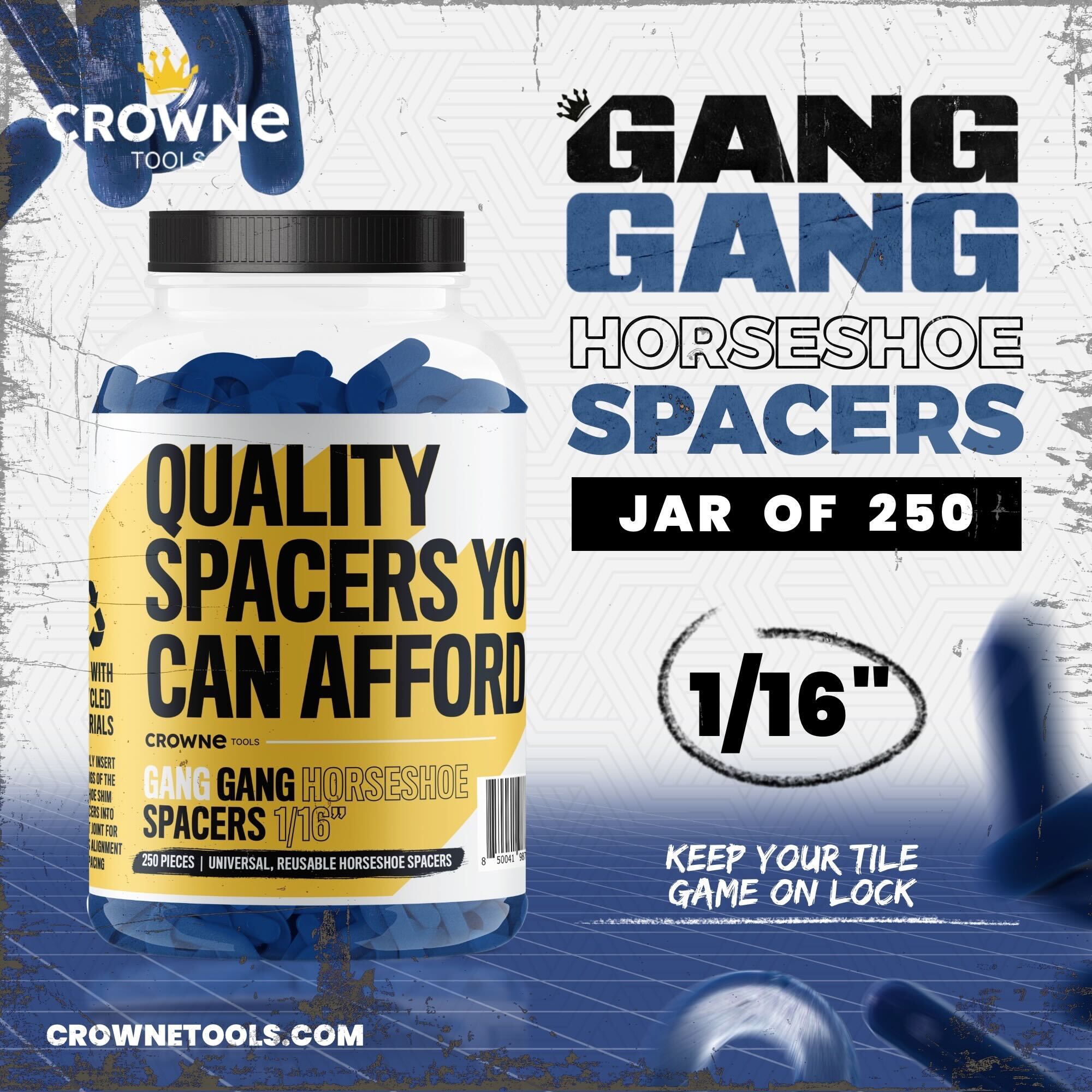 1/16" Spacers for Professional Tile Installation A Jar of 250 from Crowne Tools