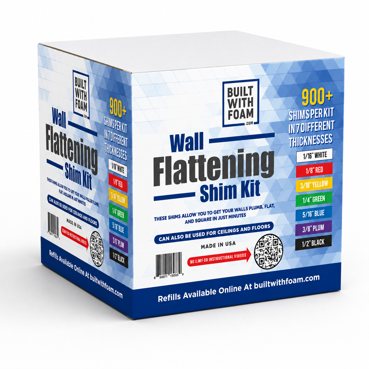 Wall Flattening Shim Kit: 900 Versatile Shims in One Set - Crowne Tools