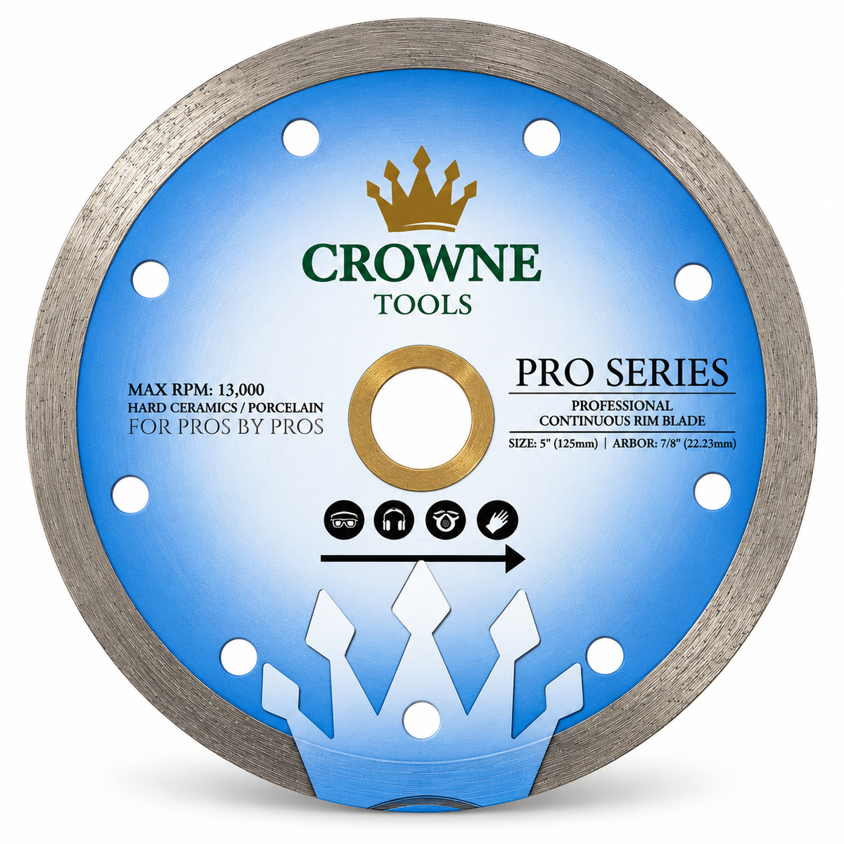 Crowne 5" Pro-Series Continuous Rim Blade For Angle Grinders