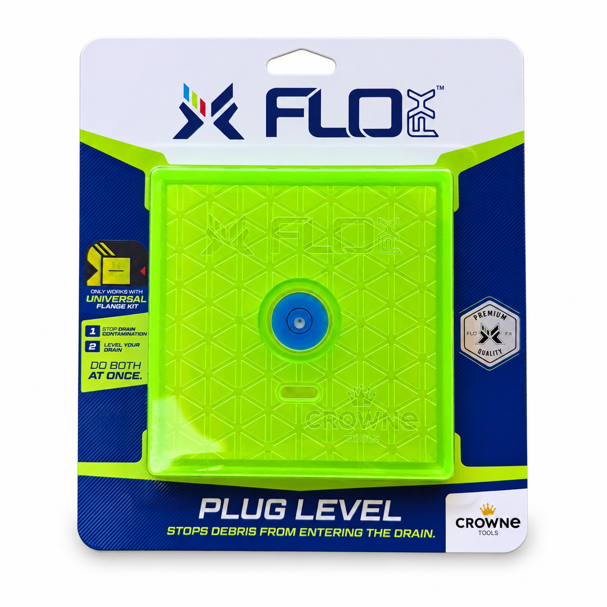 Plug-Level™ — Drain Plug & Level for FloFX Square Drain Bases