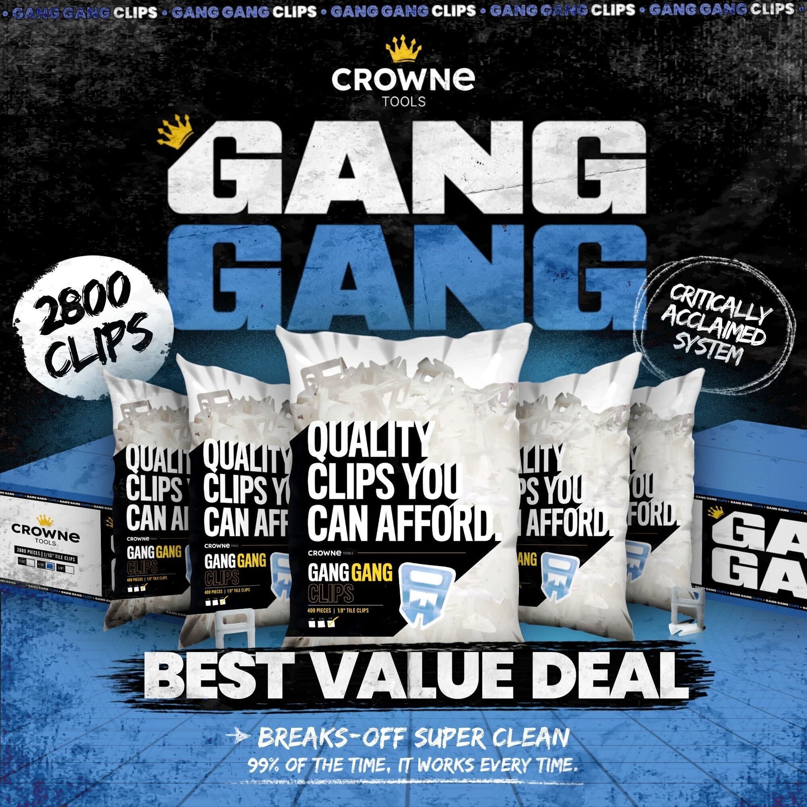 Critically Acclaimed 1/8" Clips from Crowne Tools - 2800 clip combo Value Pack 