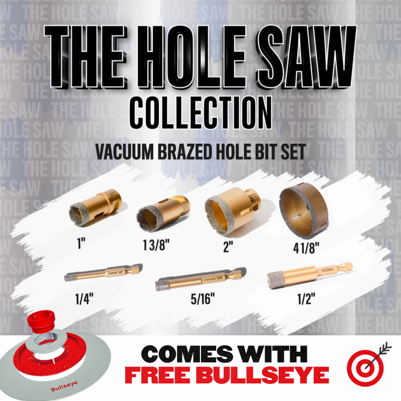 Vacuum Brazed Hole Bit Set with Cutting Template From Crowne Tools