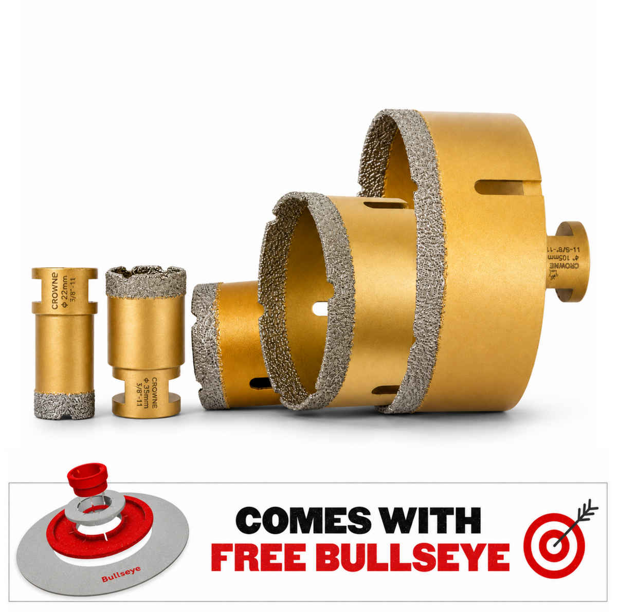 The Rook Collection — 5-Piece Diamond Hole Saw Set + FREE Bullseye™
